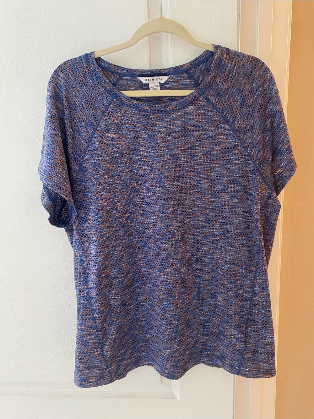 Athleta Blue Marled Short Sleeve Knit Tee